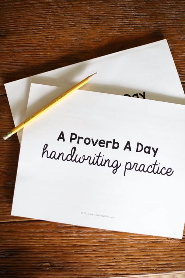 A Proverb A Day Handwriting Practice