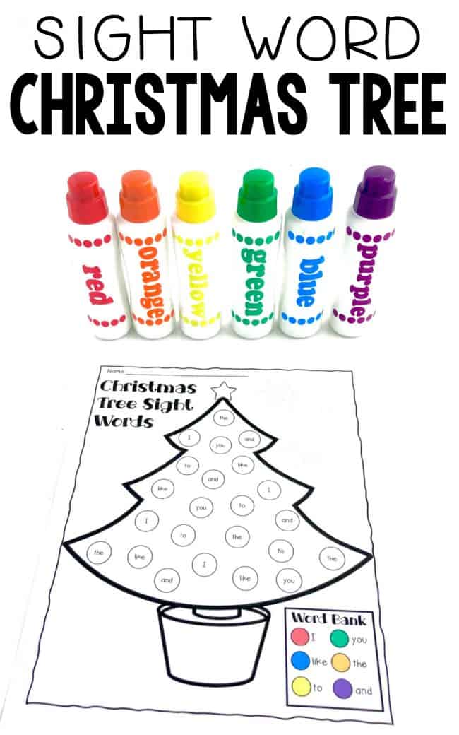 Sight Word Christmas Tree Printable