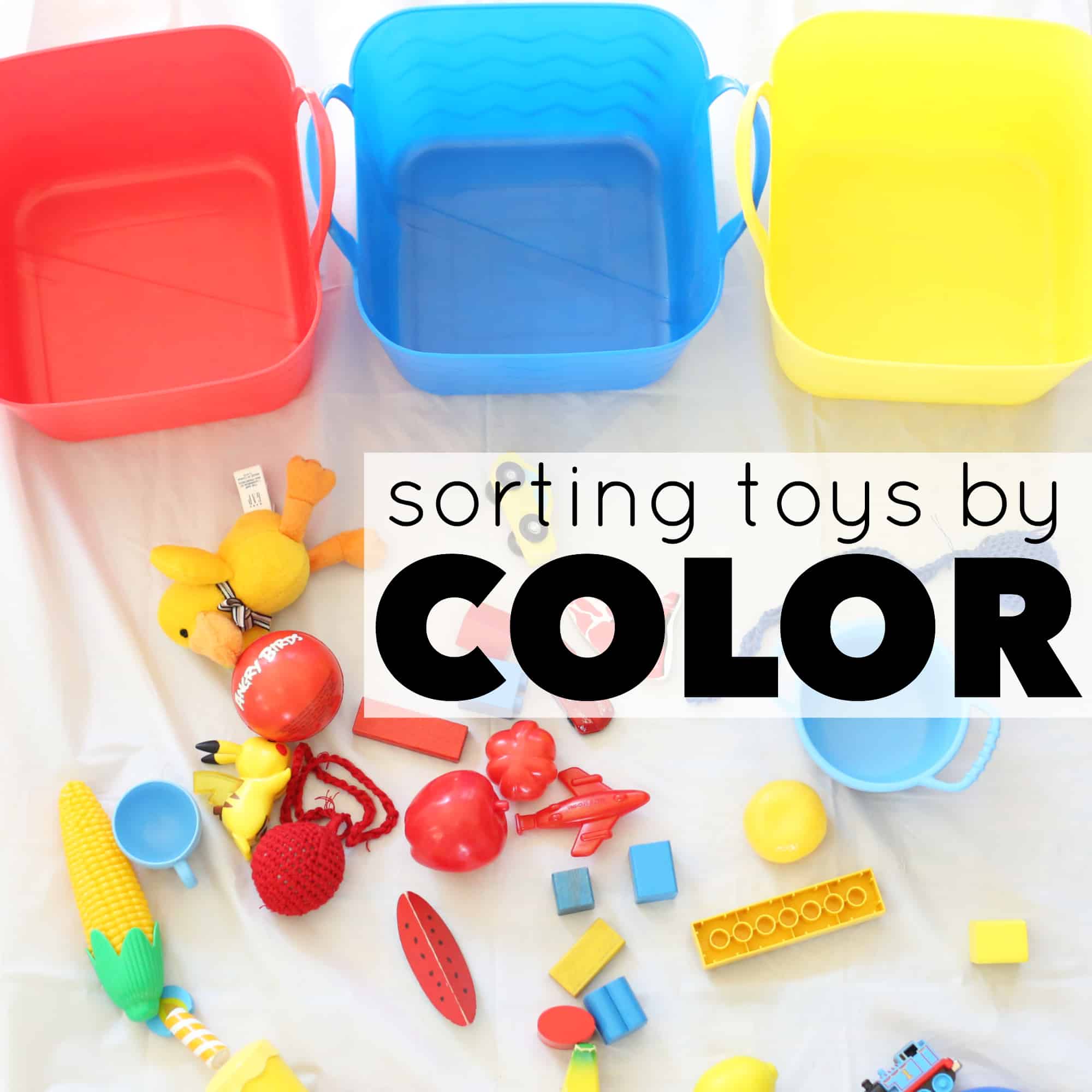 sorting toys by color