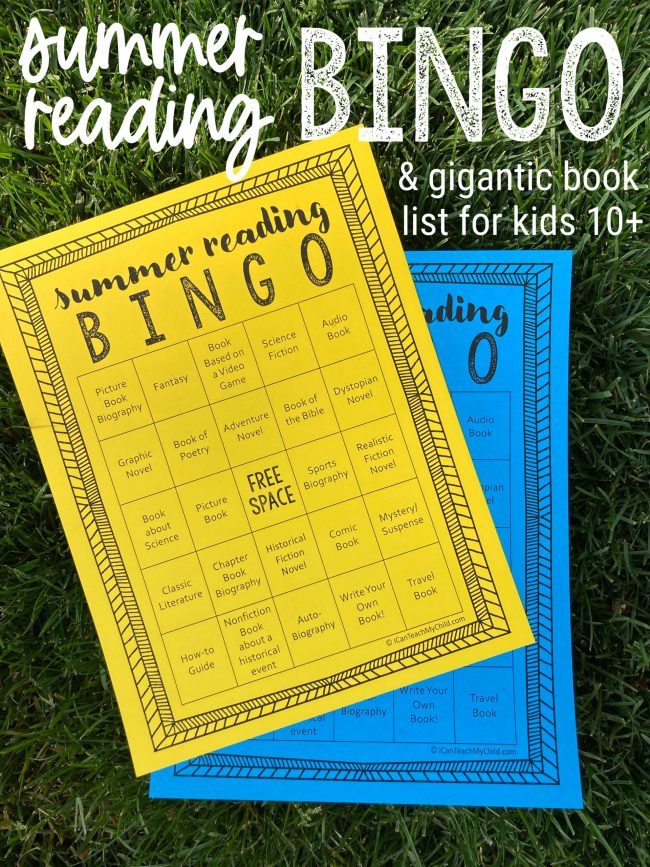 Summer Reading BINGO for Older Kids (with a gigantic book list)