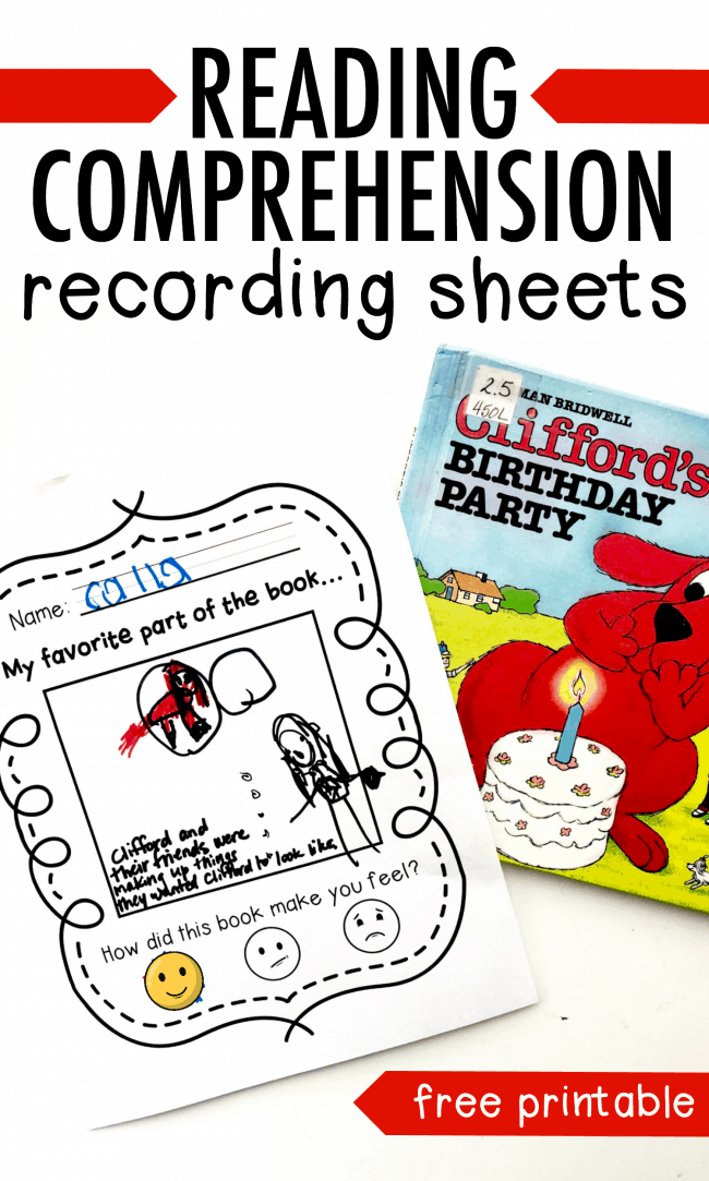 Reading Comprehension Recording Sheets for Beginning Readers