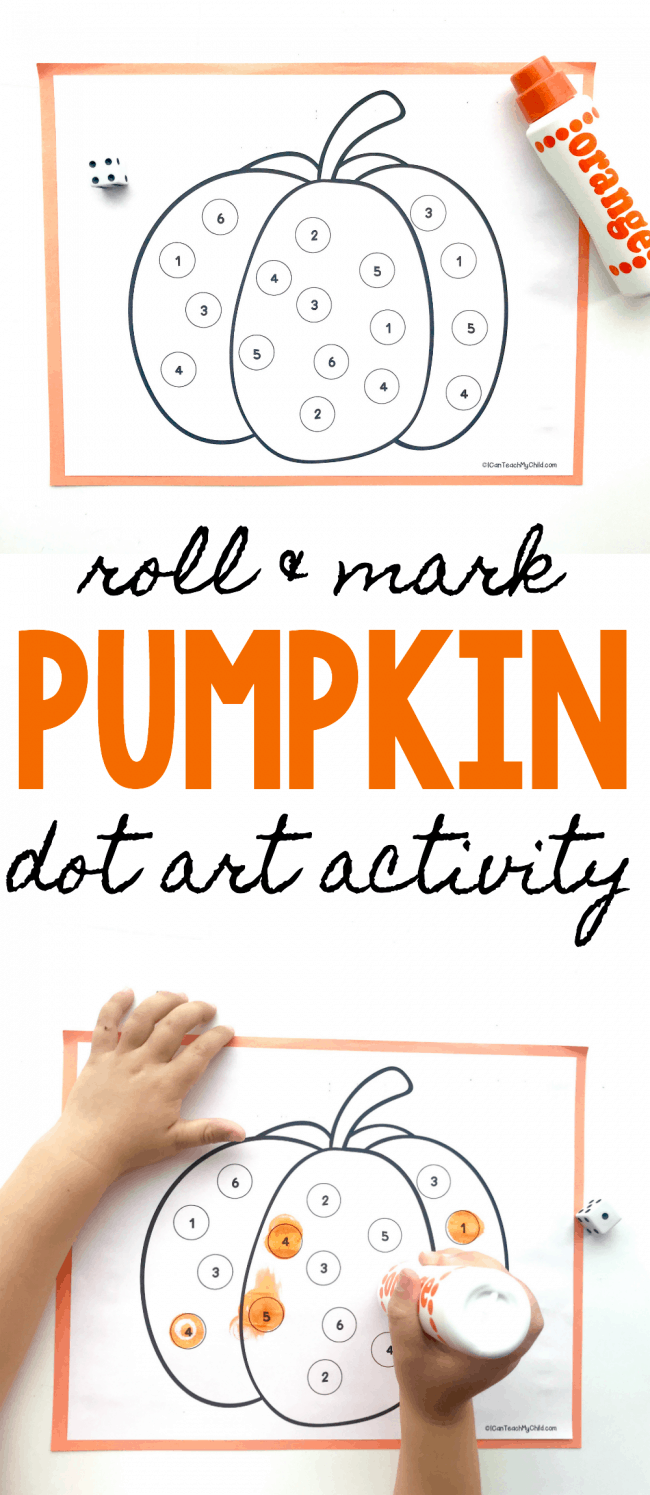 Roll and Mark Pumpkin Dot Art Activity free printable